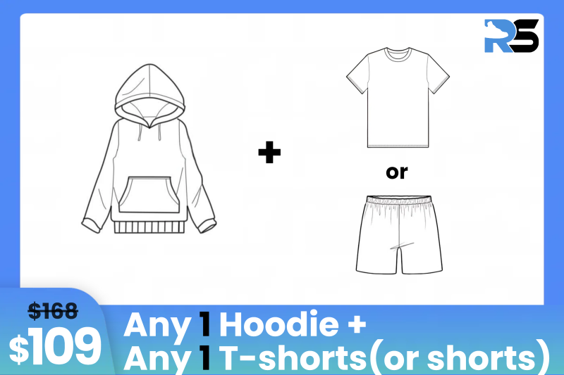 Combo: $109 Get 1 Hoodie and 1 T-shirts (or shorts)