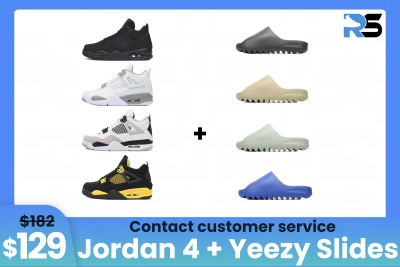 Combo: $129 Get Any 1 Jordan 4 + Any 1 Yeezy Slides 01
