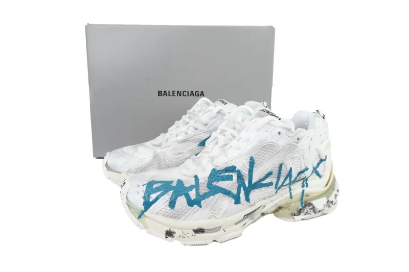 Balenciaga Runner Sneaker Graffiti White Blue 772774 W3RBQ 9040