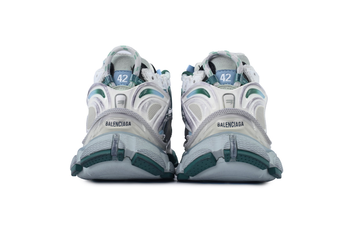 Balenciaga Runner Sneaker Worn-Out - White Green Blue 772767 W3RMU 9034