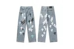 Chrome Hearts color cross leather jeans