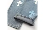 Chrome Hearts color cross leather jeans