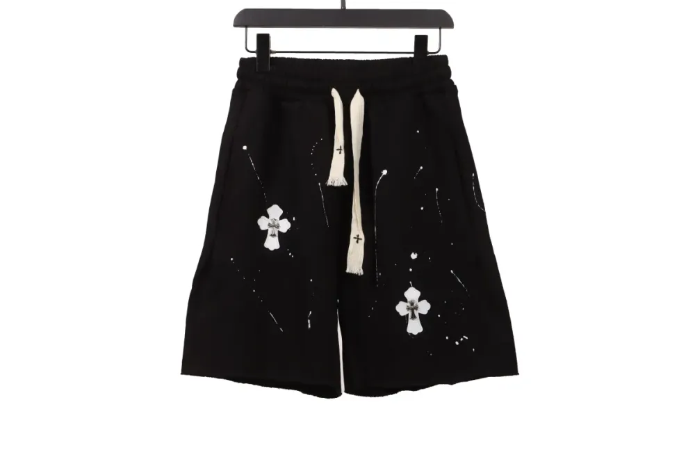 Chrome Hearts Ink-Splashed Shorts Black