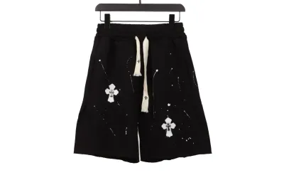 Chrome Hearts Ink-Splashed Shorts Black 01