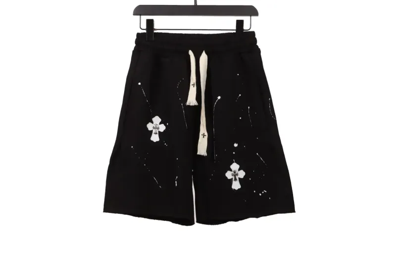 Chrome Hearts Ink-Splashed Shorts Black