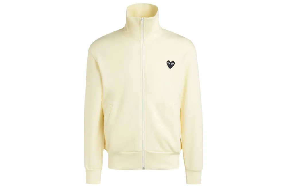 Comme des Garcons PLAY Play Big Black Heart Zip Up Sweatshirt Ivory