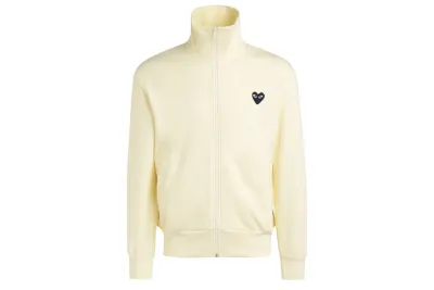 Comme des Garcons PLAY Play Big Black Heart Zip Up Sweatshirt Ivory 01