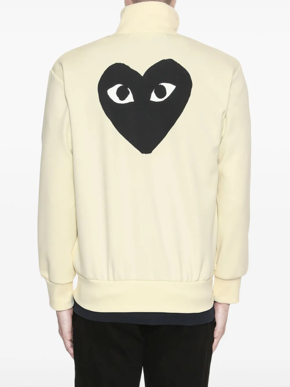 Comme des Garcons PLAY Play Big Black Heart Zip Up Sweatshirt Ivory