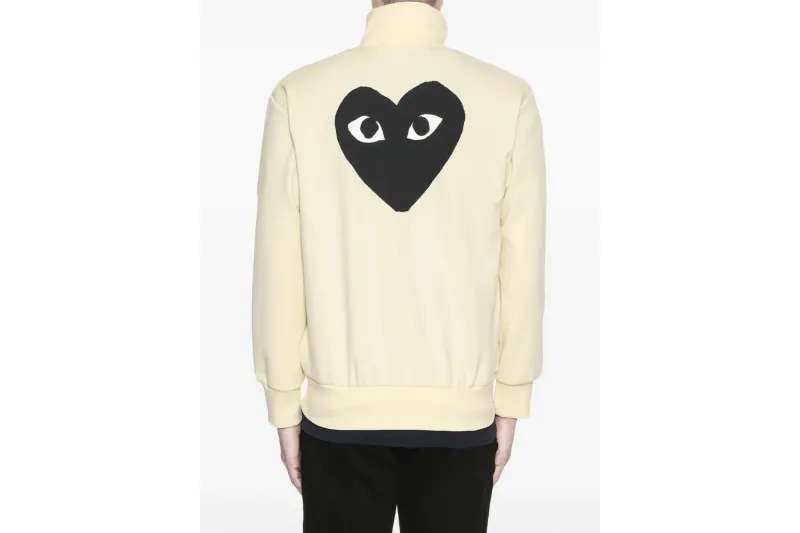 Comme des Garcons PLAY Play Big Black Heart Zip Up Sweatshirt Ivory