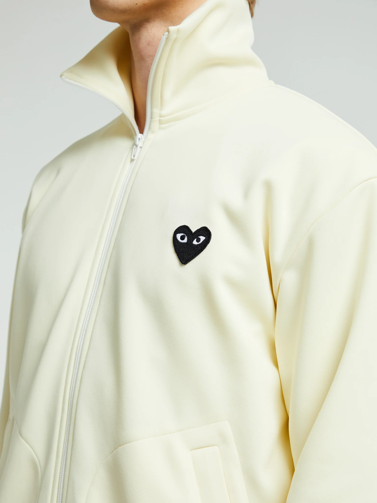 Comme des Garcons PLAY Play Big Black Heart Zip Up Sweatshirt Ivory