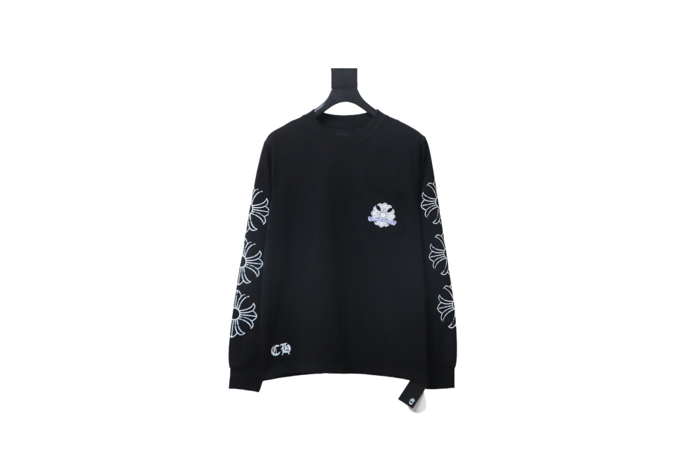 Chrome Hearts 25SS Distressed Horseshoe Round Neck Long Sleeves Black