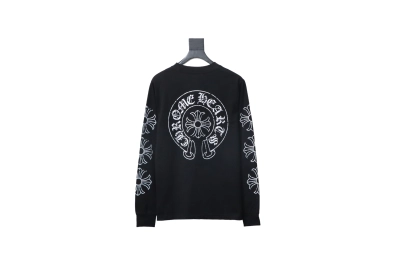 Chrome Hearts 25SS Distressed Horseshoe Round Neck Long Sleeves Black 01