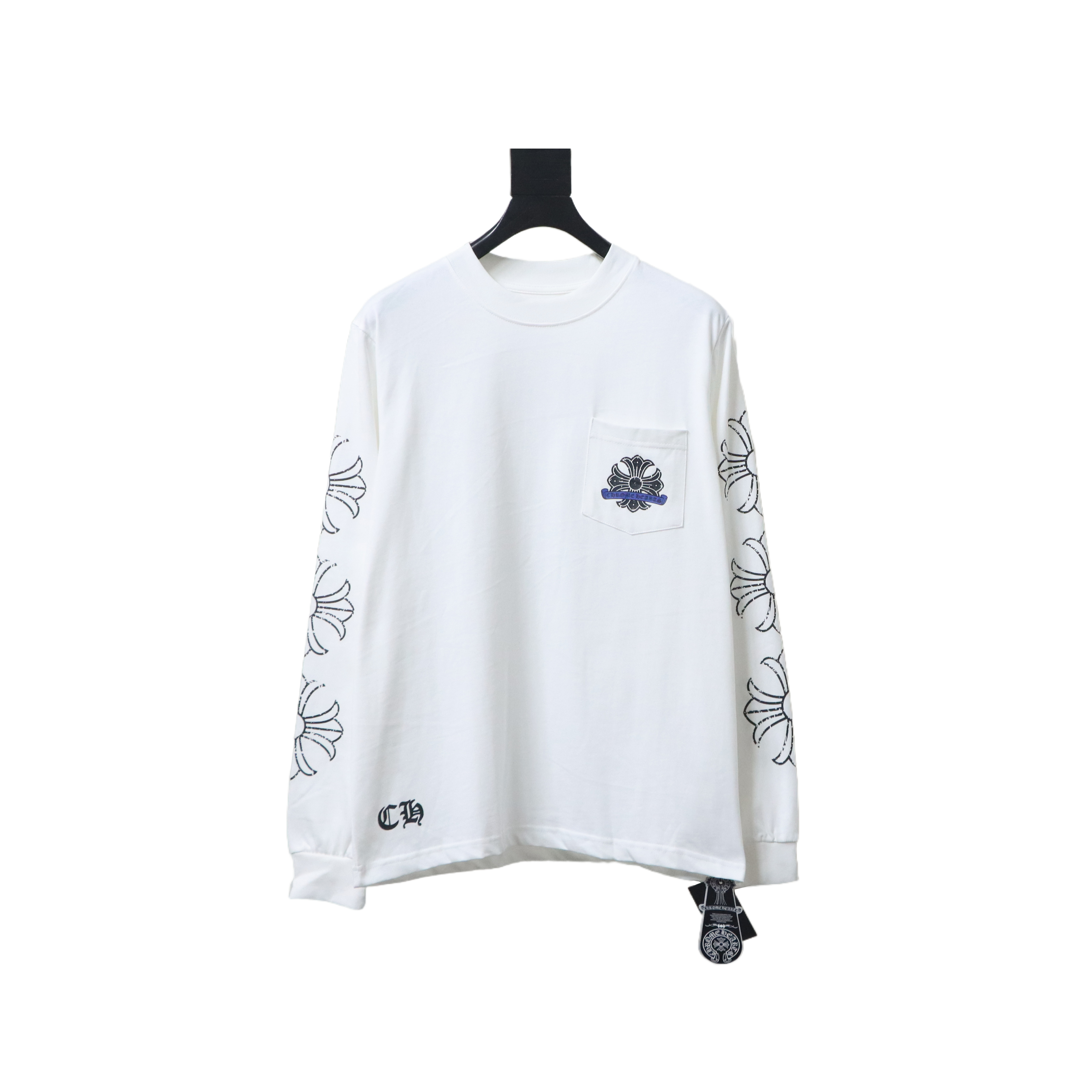 Chrome Hearts 25SS Distressed Horseshoe Round Neck Long Sleeves White
