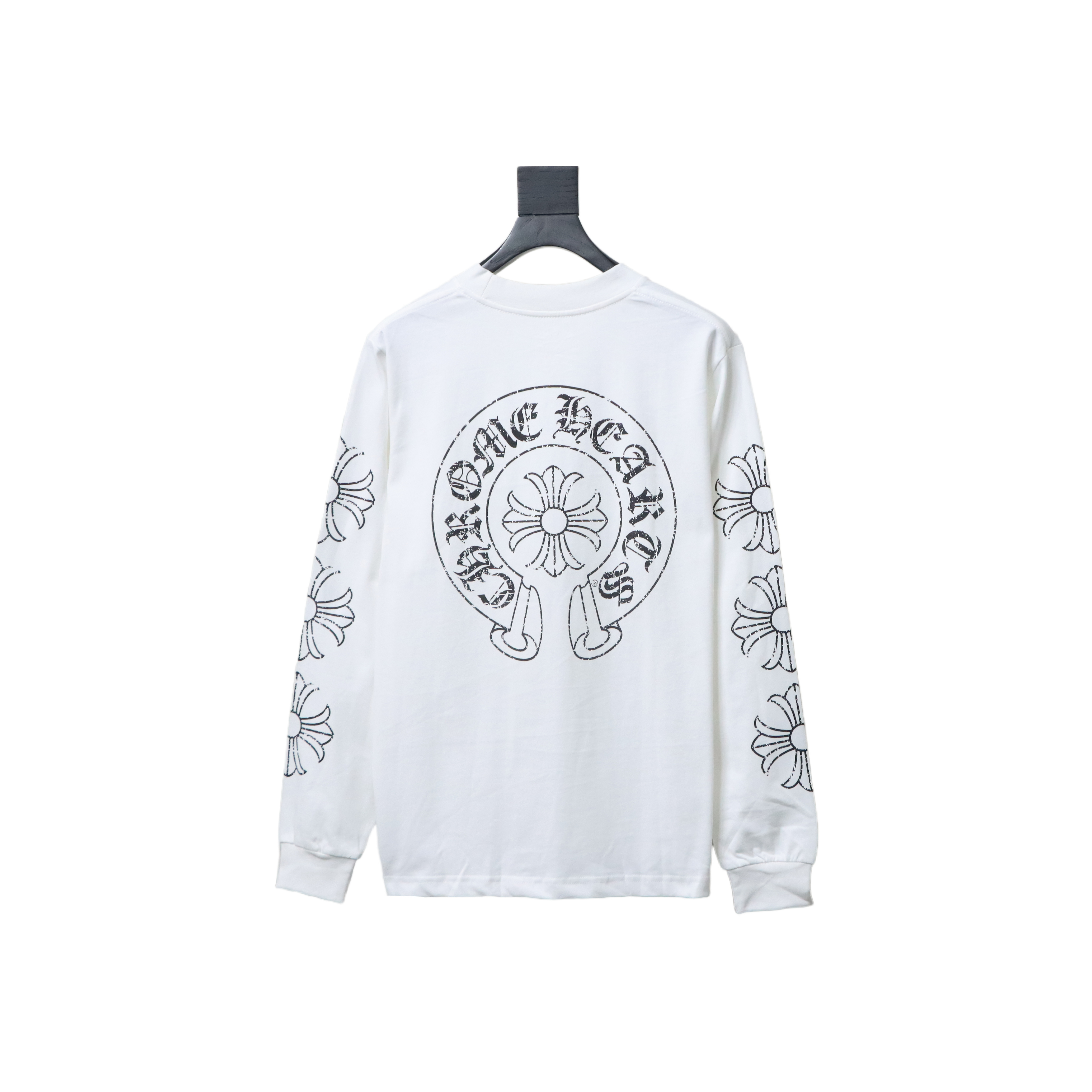 Chrome Hearts 25SS Distressed Horseshoe Round Neck Long Sleeves White