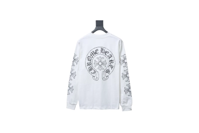 Chrome Hearts 25SS Distressed Horseshoe Round Neck Long Sleeves White 01