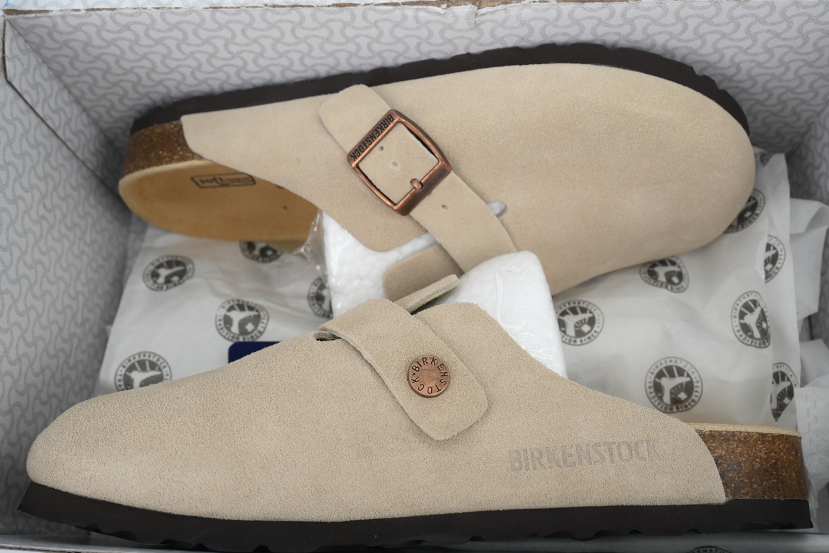 Birkenstock Boston Soft Footbed Suede Oyster Tonal