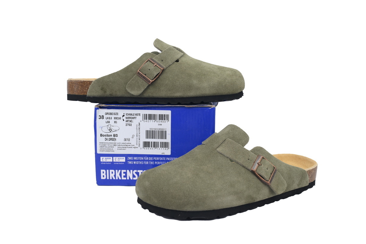 Birkenstock Boston Soft Footbed Suede Dark Green