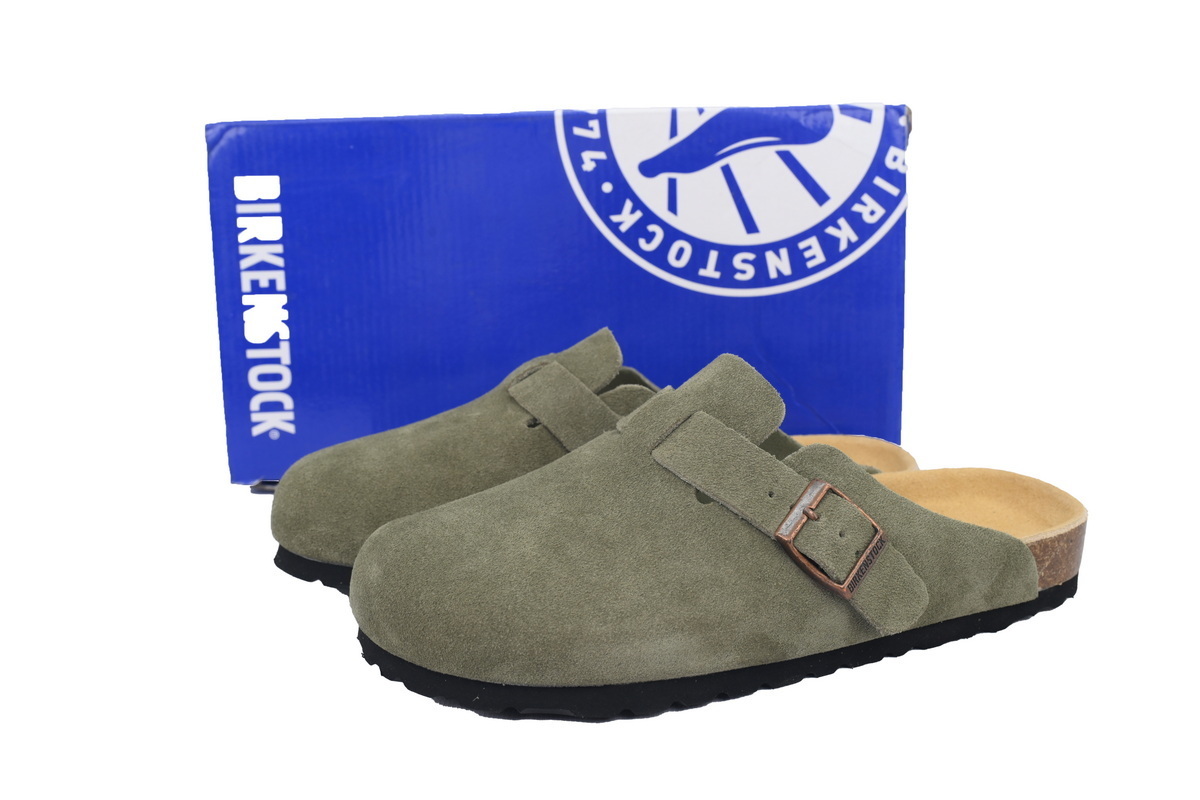 Birkenstock Boston Soft Footbed Suede Dark Green