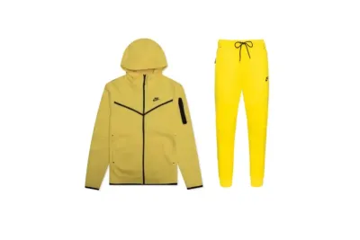 Nike Sportswear Tech Fleece Full Zip Hoodie & Pant Set Yellow Strike/Black 01