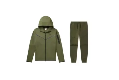 Nike Sportswear Tech Fleece Full Zip Hoodie & Joggers Set Rough Green and Black 01
