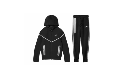 Nike Sportswear Tech Fleece Full Zip Tracksuit Reflective Details Set Black/Bemis Silver 01