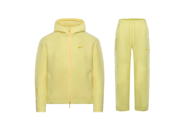 Nike Sportswear x NOCTA Tech Fleece Full Zip Hoodie & Joggers Set Citron Tint 01