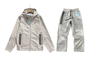 Nike Sportswear x NOCTA Tech Fleece Full Zip Hoodie & Joggers Set Grey 01