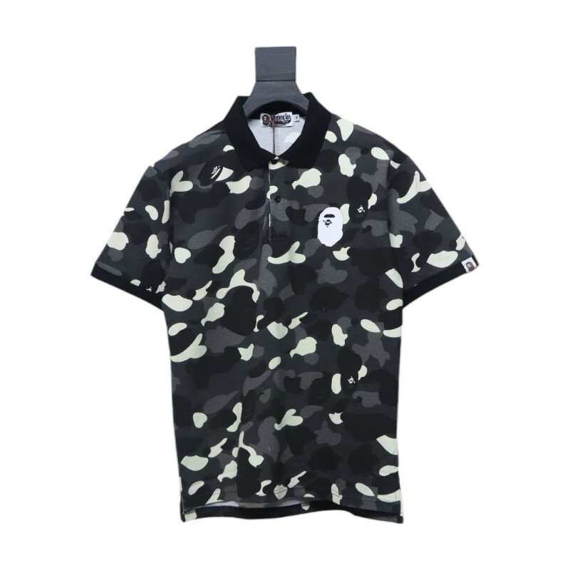 BAPE City Camo Large Ape Head Relaxed Fit Polo Black