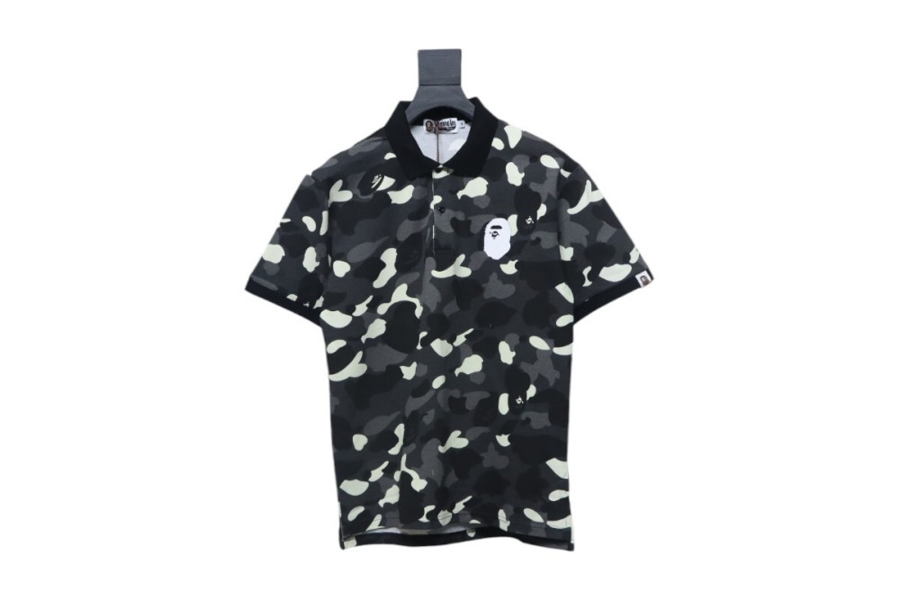 BAPE City Camo Large Ape Head Relaxed Fit Polo Black