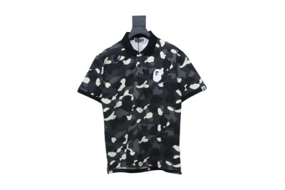 BAPE City Camo Large Ape Head Relaxed Fit Polo Black 01