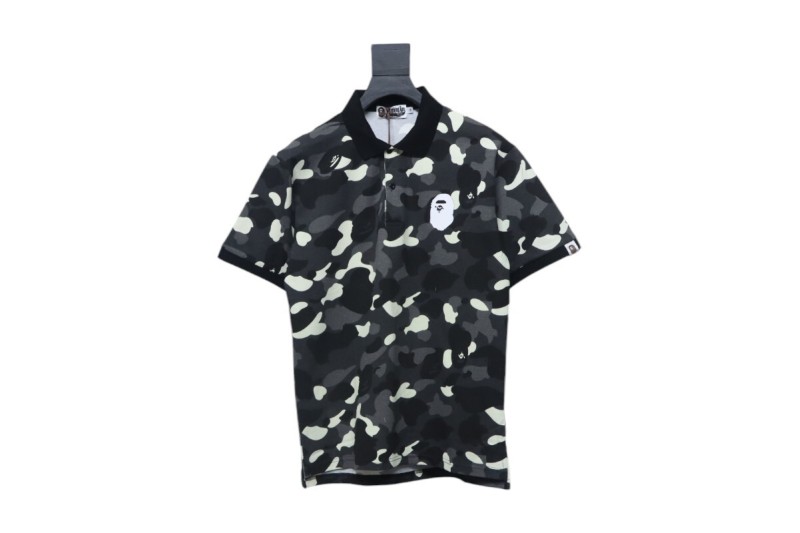 BAPE City Camo Large Ape Head Relaxed Fit Polo Black