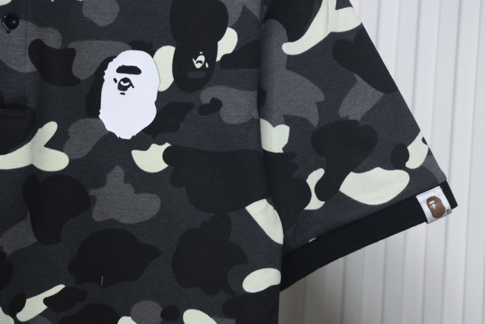 BAPE City Camo Large Ape Head Relaxed Fit Polo Black