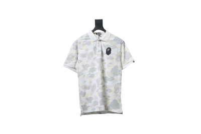 BAPE City Camo Large Ape Head Relaxed Fit Polo White 01
