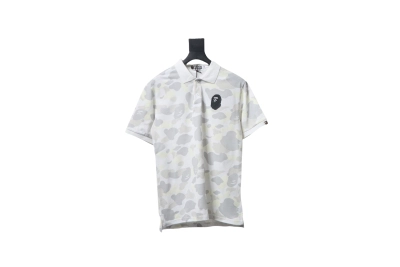 BAPE City Camo Large Ape Head Relaxed Fit Polo White 01