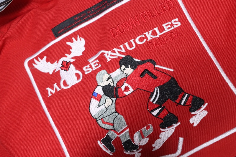 Moose Knuckles Original Ballistic Neoshear Bomber Jacket Red
