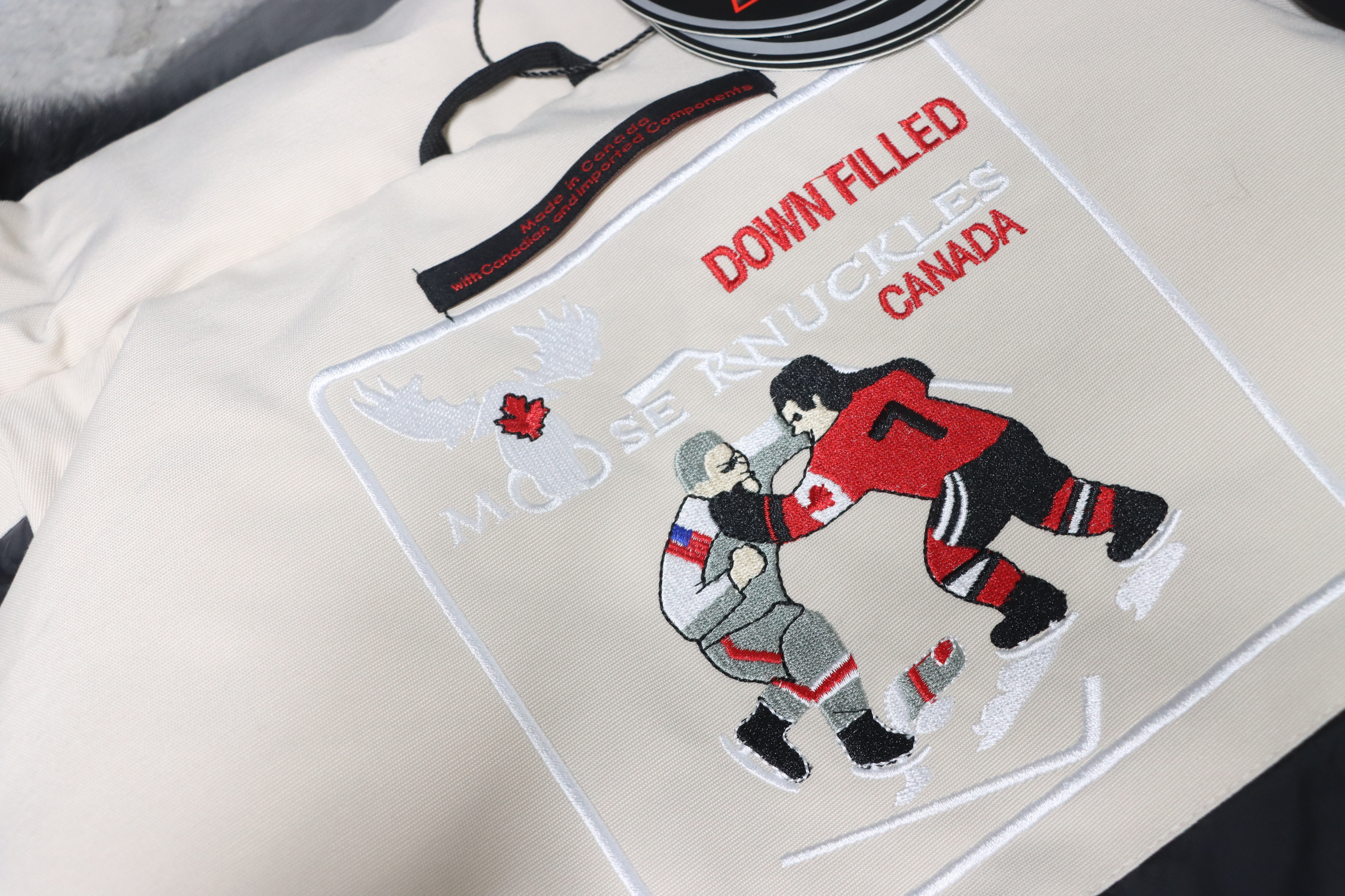 Moose Knuckles Original Ballistic Neoshear Bomber Jacket White