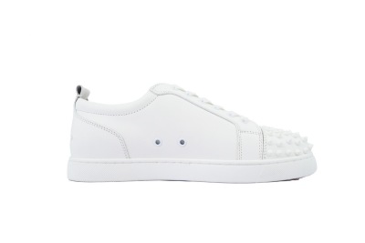 Christian Louboutin Louis Junior Spikes Flat Calf White 02