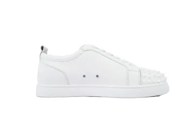 Christian Louboutin Louis Junior Spikes Flat Calf White 02