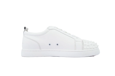 Christian Louboutin Louis Junior Spikes Flat Calf White 02