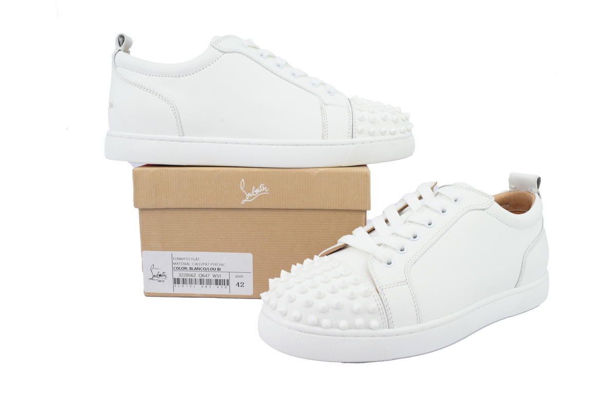 Christian Louboutin Louis Junior Spikes Flat Calf White