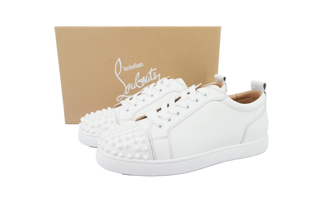 Christian Louboutin Louis Junior Spikes Flat Calf White