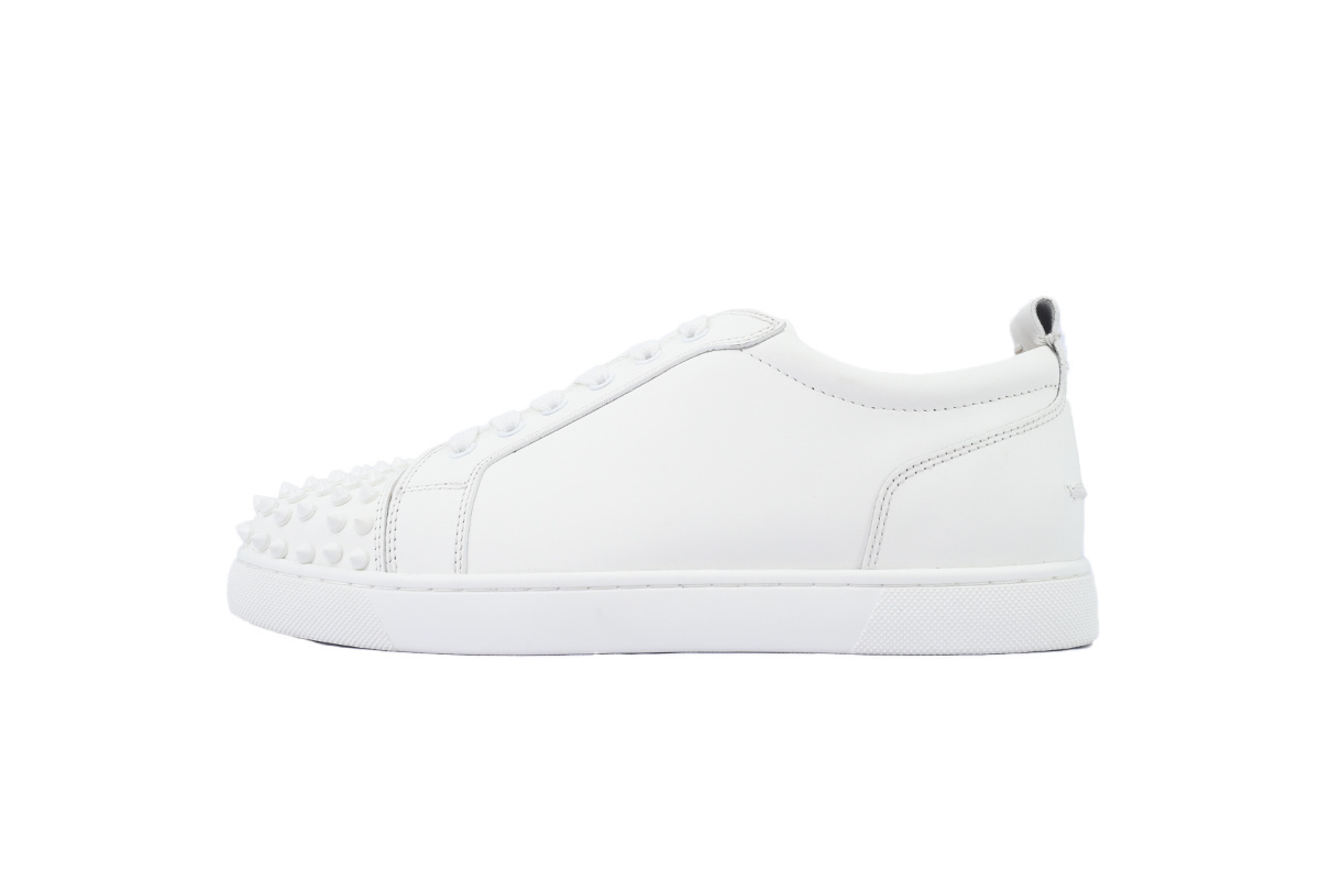 Christian Louboutin Louis Junior Spikes Flat Calf White