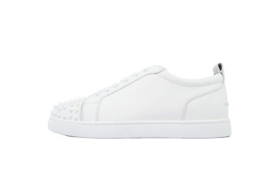 Christian Louboutin Louis Junior Spikes Flat Calf White 01