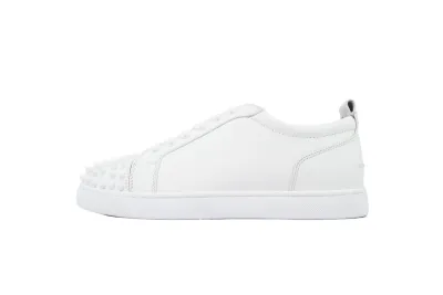 Christian Louboutin Louis Junior Spikes Flat Calf White 01