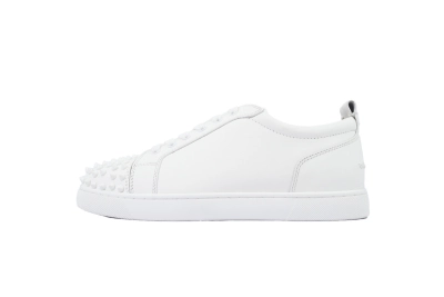 Christian Louboutin Louis Junior Spikes Flat Calf White 01