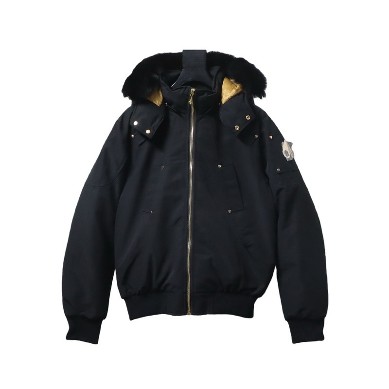 Moose Knuckles Gold Edition Little Rapids Black Bomber Jacket