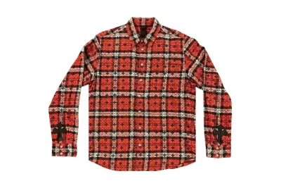 Chrome Hearts Monogram Cross Flannel Red Plaid 01