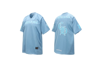 Chrome Hearts Stadium Mesh Short Sleeve Jersey Blue 01