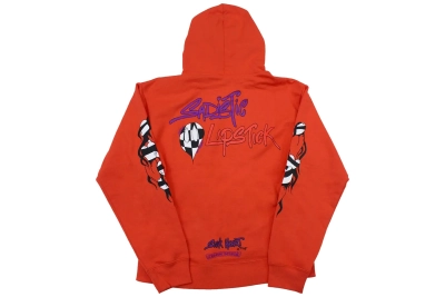 Chrome Hearts Matty Boy Sadistic Lipstick Hoodie Red Orange 02