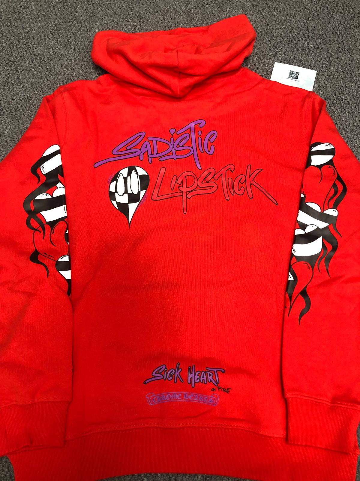 Chrome Hearts Matty Boy Sadistic Lipstick Hoodie Red Orange
